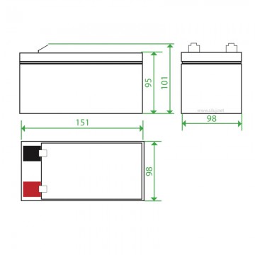 UP12-12 | Batería U-power | 12V | 12Ah | AGM