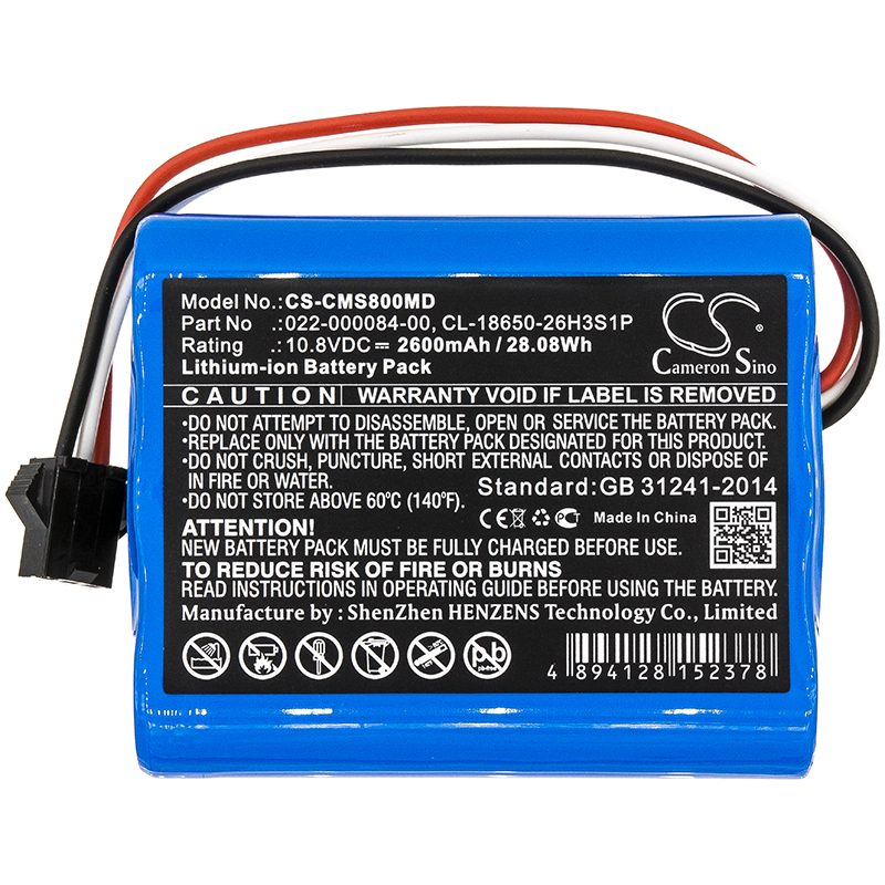 CMS800MD | Batería compatible Contec | Li-ion | 2600 mAh | 28.08Wh | 10.8V