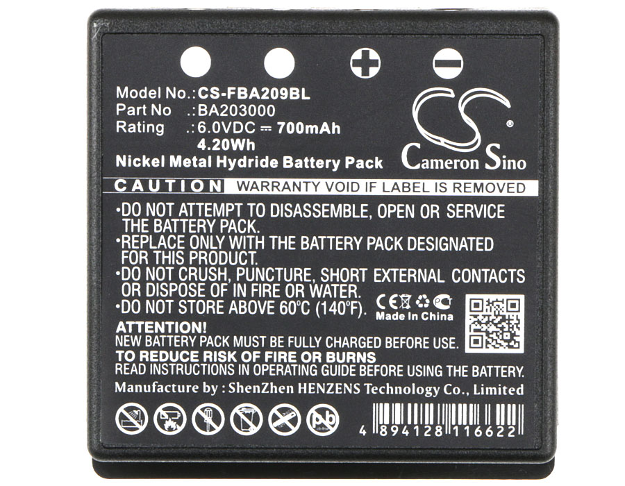CS-FBA209BL | Batería Compatible HBC | Ni-MH | 700 mAh | 4.20Wh | 6.0V