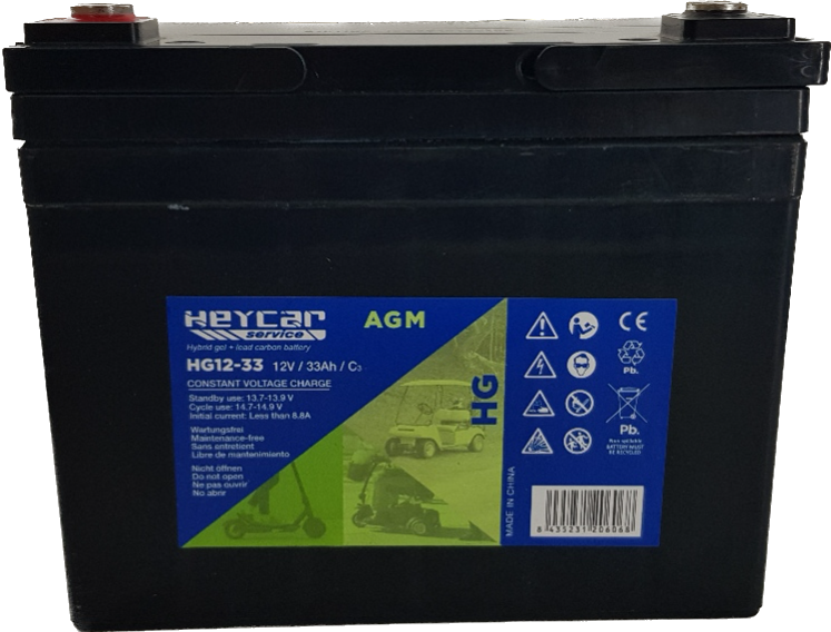 HG12-33 EV | Batería HEYCAR | AGM | 12V | 33Ah