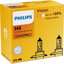 [PH 12342PRC2] H4 12V 60/55W P43t Vision +30% 2 unidades Philips